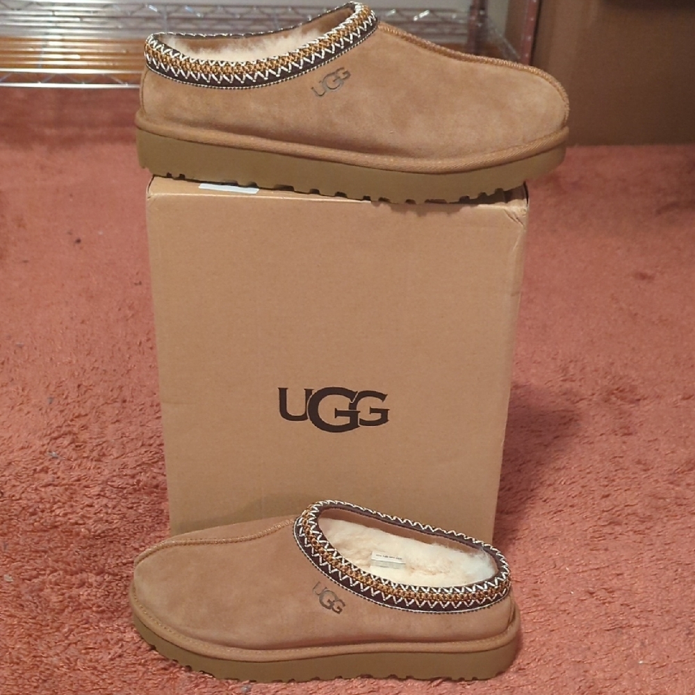 UGG Tasman Slip-On Suede Slippers in Chestnut Brown